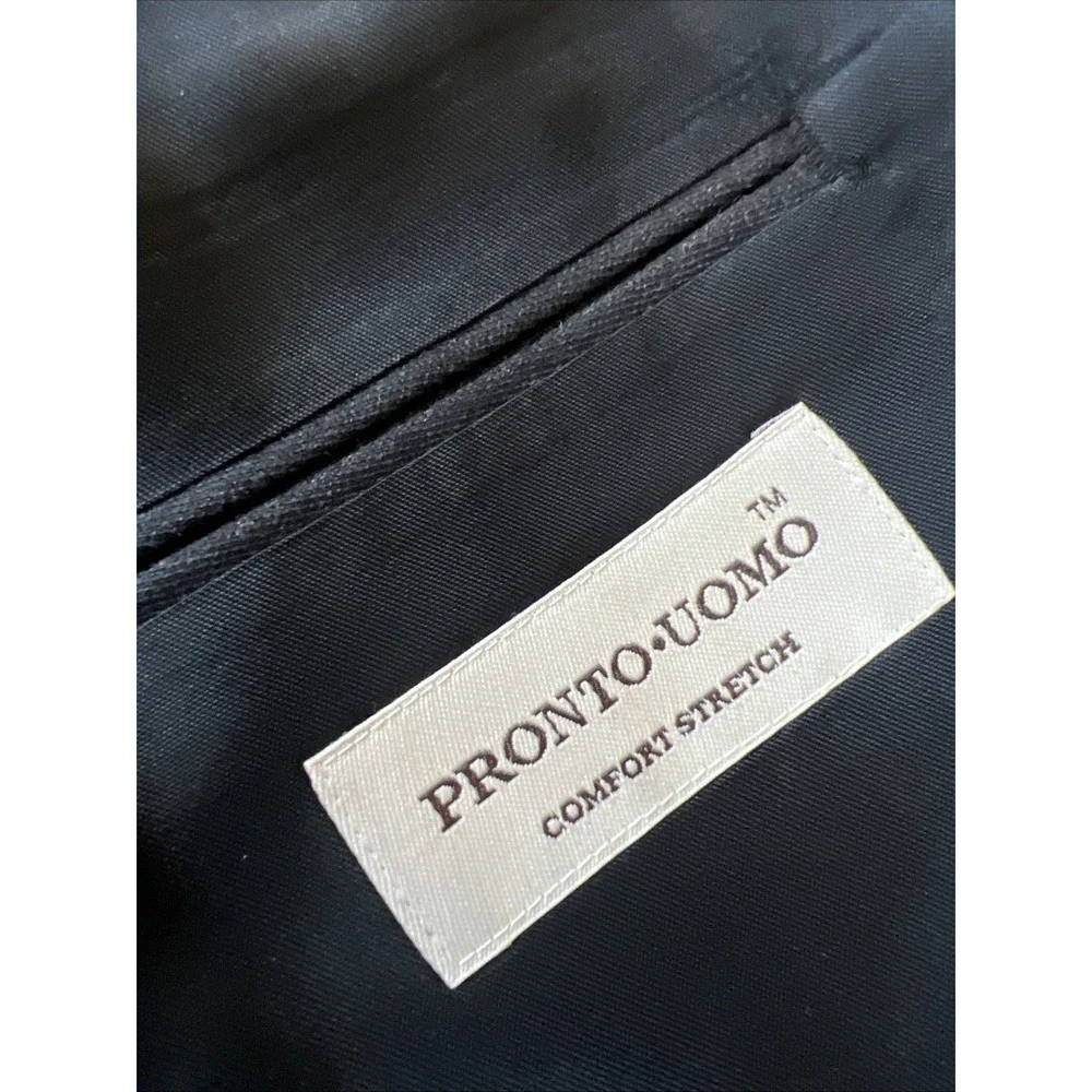 37R Blazer 100% Wool‎ Pronto Uomo Comfort Stretch Suit Black Jacket Sport Coat